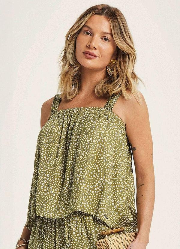 Imagem principal Regata Feminina Ampla Floral Verde Marialícia Marialícia