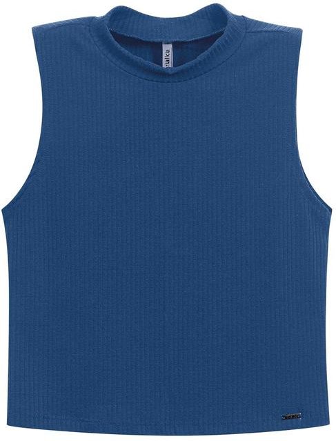 Regata Feminina Básica Gola Alta Azul