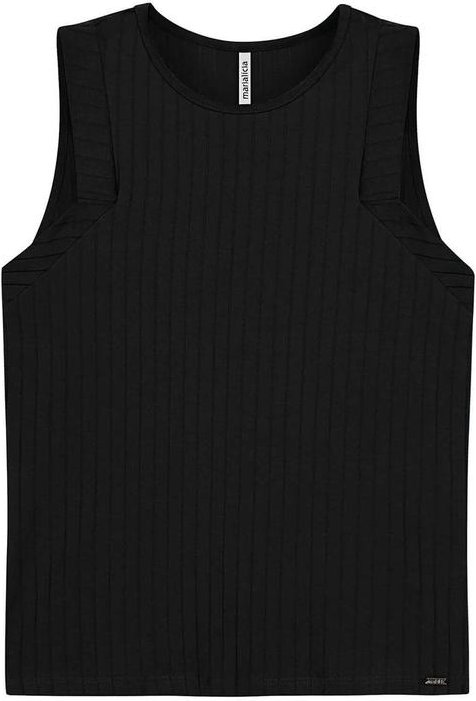 Regata Feminina Canelado de Viscose Preto