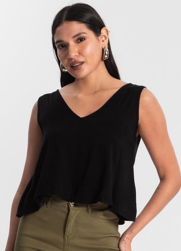 Regata Feminina de Viscose Preto