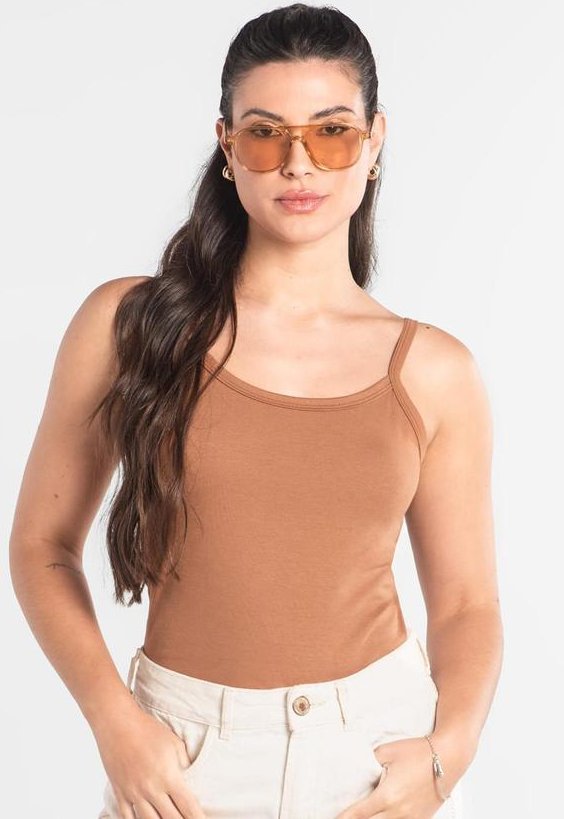 Regata Feminina em Cotton Just Basic Marrom