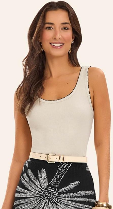 Regata Feminina Ribana de Viscose Bege