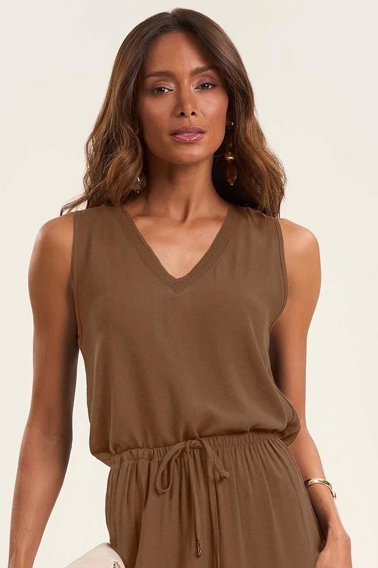 Imagem principal Regata Feminina Twill Cey Marrom Rovitex Rovitex