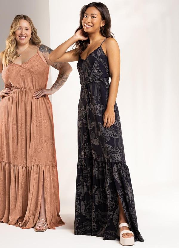 Imagem principal Vestido Estampado Longo Marialícia Preto Marialícia