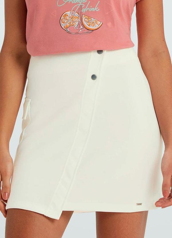 Saia Feminina Assimétrica com Bolso Bege