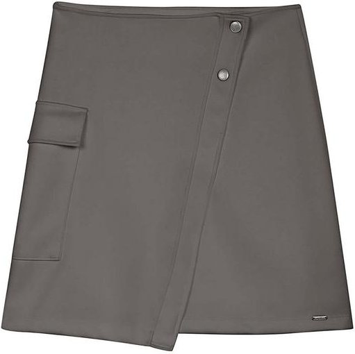 Saia Feminina Assimétrica com Bolso Cinza