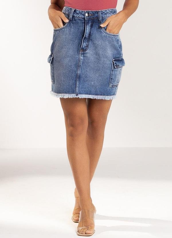 Saia Feminina Jeans Curta Azul