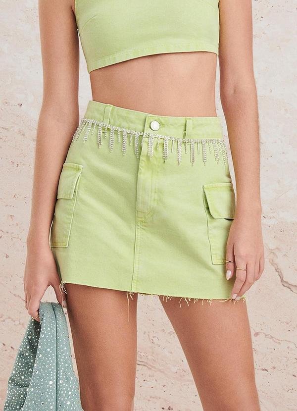 Saia Lima de Sarja Cargo Verde Limão