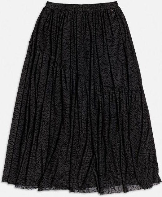 Saia Midi de Tule Flocado Preto