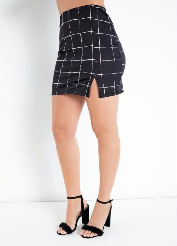 Saia Xadrez Curta com Fenda