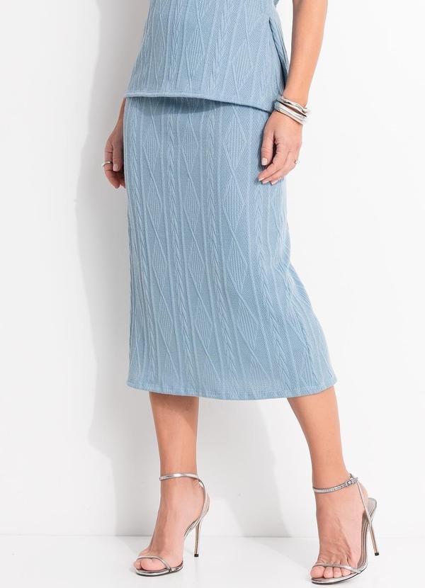 Saia Azul em Malha Jacquard
