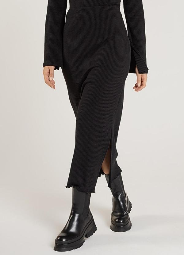 Imagem principal Saia Feminina em Ribana Canelada Preto JUST BASIC JUST BASIC