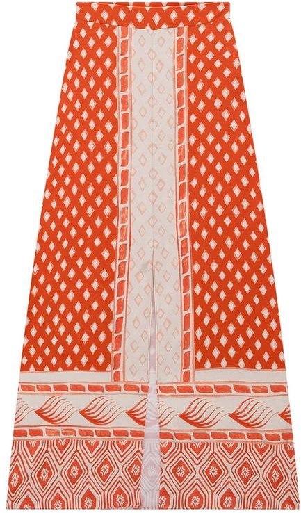 Imagem principal Saia Laranja Longa Evasê Paisley Enfim Enfim