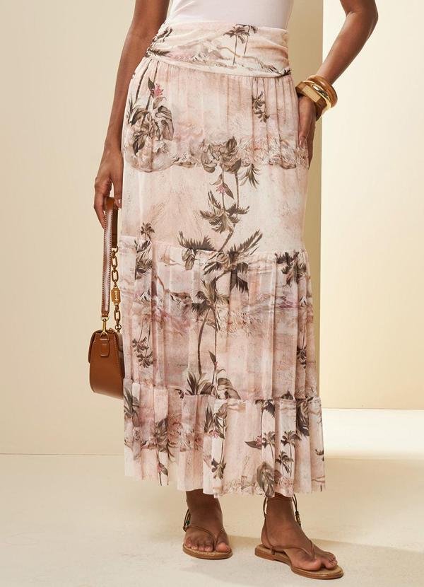 Saia Longa Brisa em Tule Estampado
