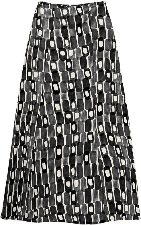 Saia Longa Feminina Estampada Preto