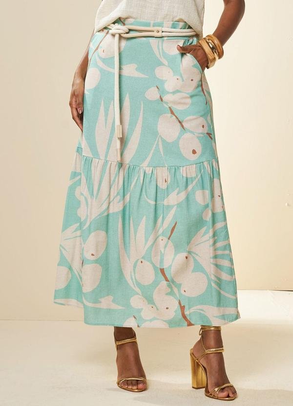 Saia Longa Oliva Estampada Estampado