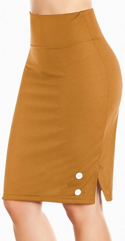 Saia Caramelo com Fenda Lateral