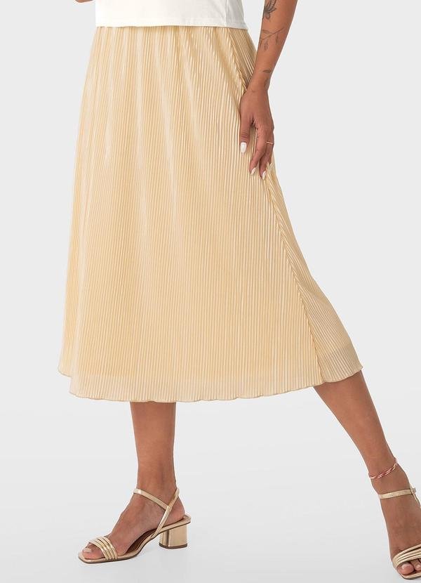 Imagem principal Saia Dourada Midi Evasê Plissada Malwee Malwee