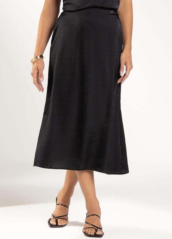 Imagem principal Saia Feminina Acetinada Preto Marialícia Marialícia
