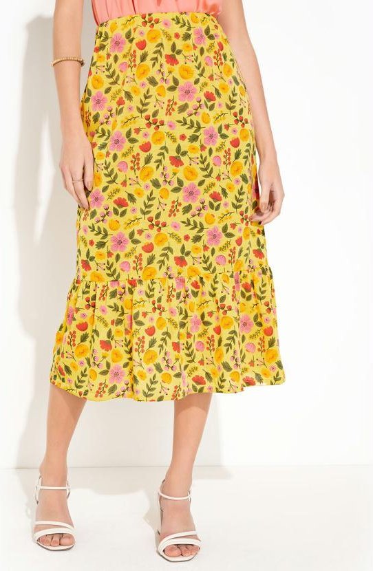 Imagem principal Saia Floral Amarelo com Babado Rosalie Rosalie