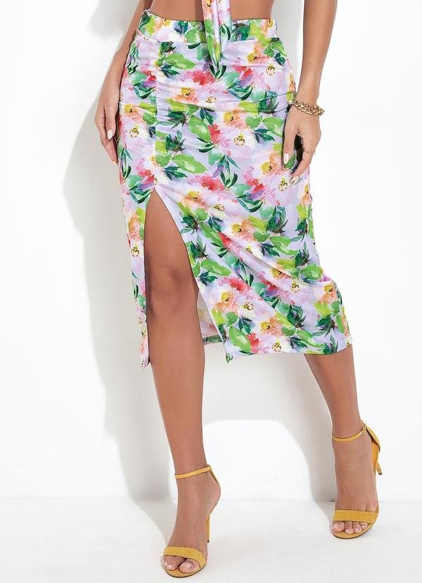 Imagem principal Saia Floral Borrado em Jersey Acetinado Moda Pop Moda Pop