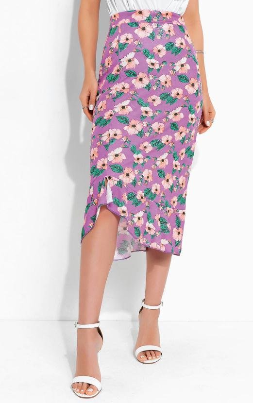 Imagem principal Saia Floral Lilás Assimétrica Rosalie Rosalie