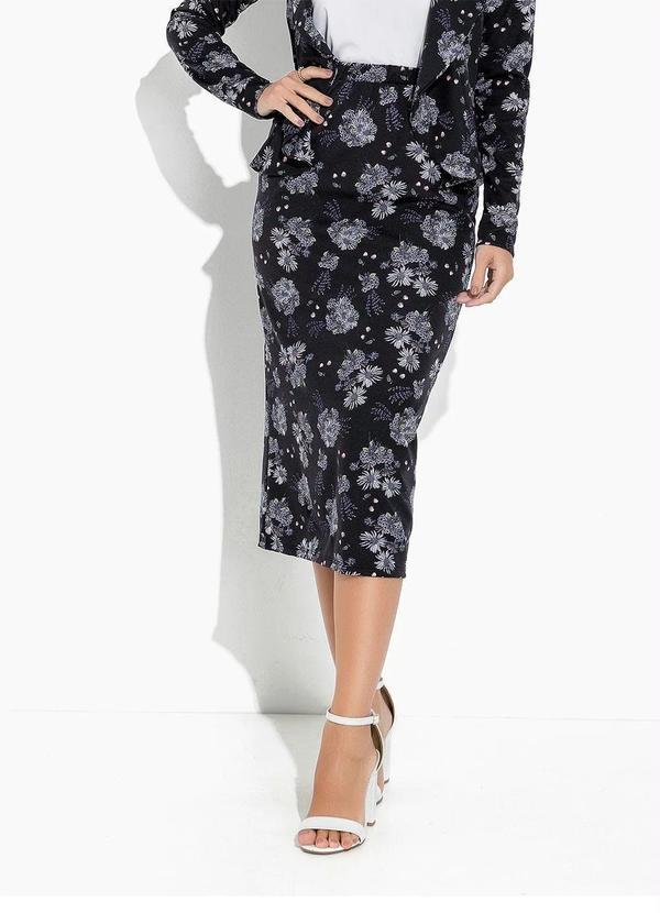 Imagem principal Saia Floral Preta Reta Rosalie Rosalie