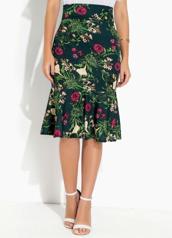 Imagem principal Saia Floral Verde com Babado Rosalie Rosalie
