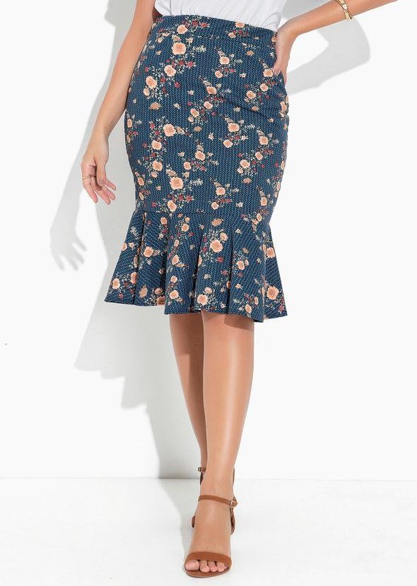 Imagem principal Saia Geométrica Azul com Peplum Rosalie Rosalie