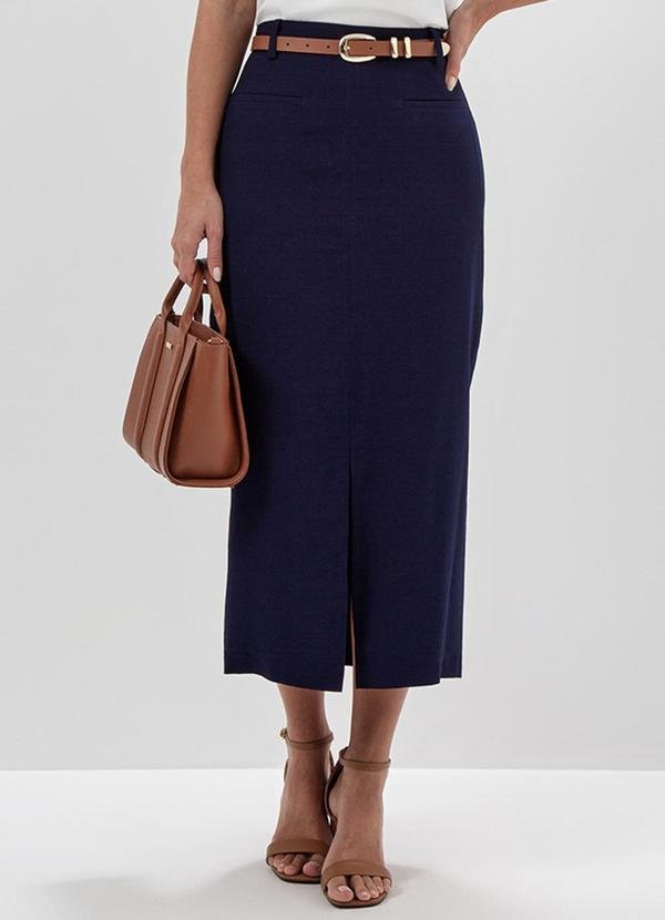 Saia Longuete de Alfaiataria Azul Marinho Indy