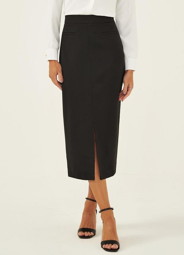 Saia Longuete de Alfaiataria Preta Rubia