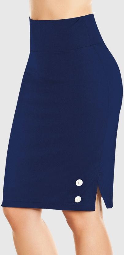 Saia Marinho com Fenda Lateral e Botões