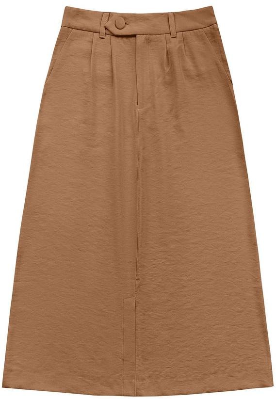 Saia Midi Alfaiataria Marrom