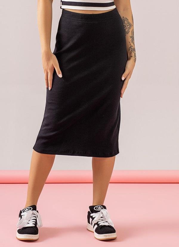 Saia Midi Básica em Ribaninha Preto