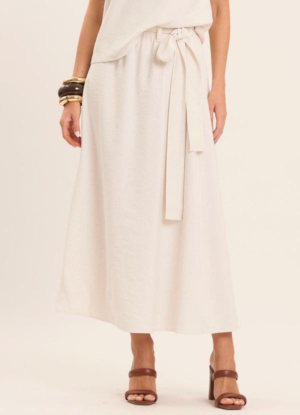 Saia Midi Brisa em Linho Branco