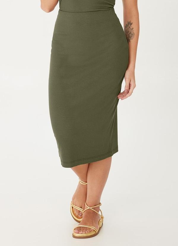 Saia Mídi Canelada Verde Militar