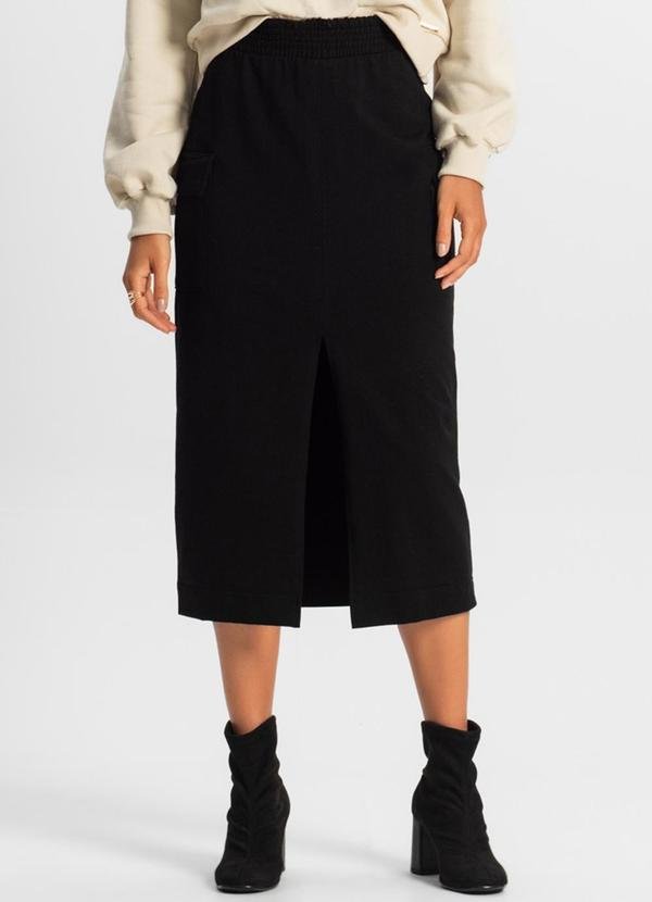 Saia Midi Cargo Feminino Preto