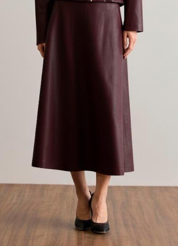 Saia Midi com Bolso Marrom