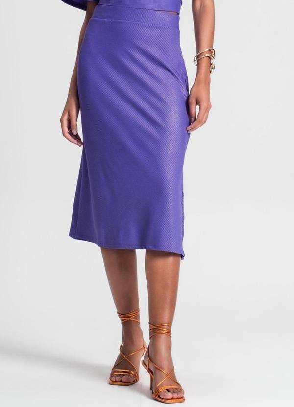 Saia Midi com Fenda Lateral Roxo