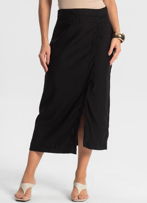 Saia Midi com Fenda Preto