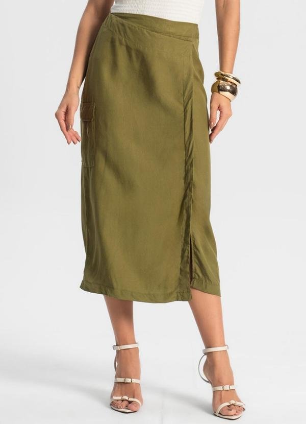 Saia Midi com Fenda Verde