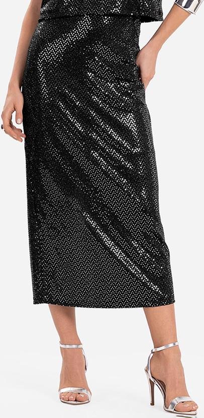 Saia Midi com Lantejoula Preto