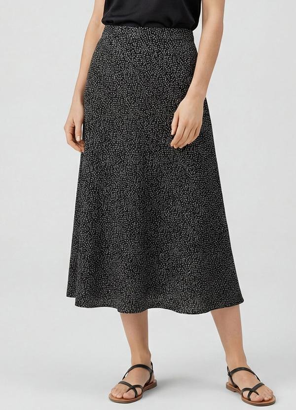 Saia Midi com Recorte nas Costas Preto