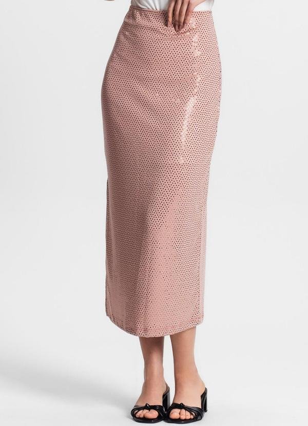 Saia Midi em Lantejoula Rose Gold