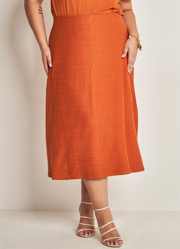 Saia Midi em Moletinho Viscolinho Laranja