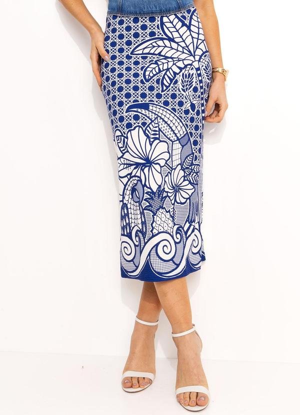 Saia Midi em Viscose Azul