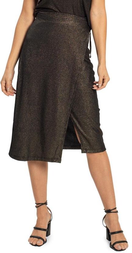 Saia Midi Envelope com Transpasse Preto