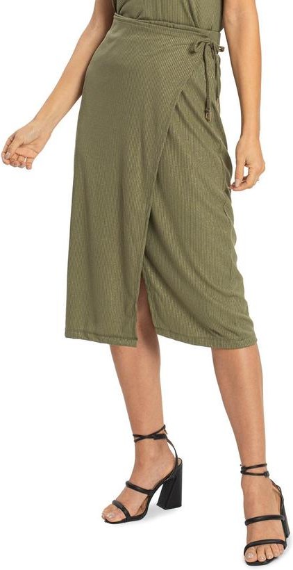 Saia Midi Envelope com Transpasse Verde