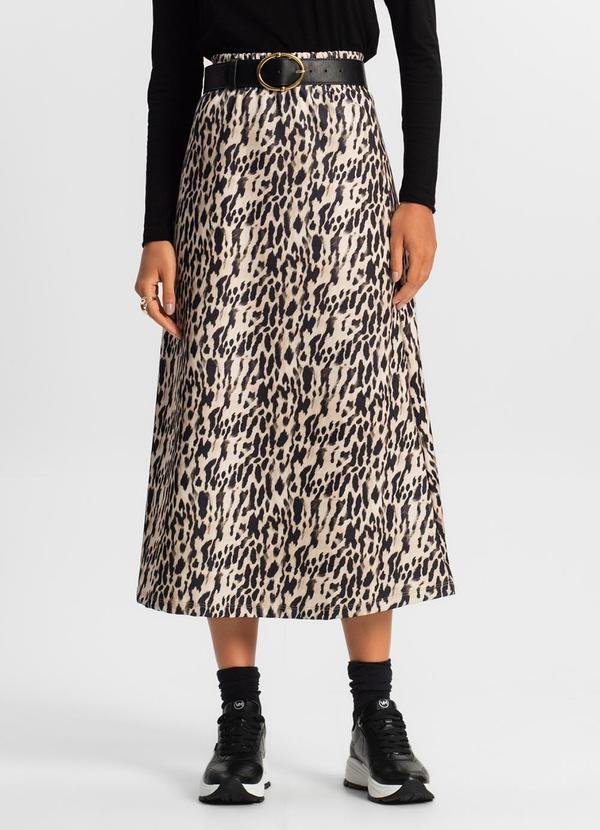 Saia Midi Feminina Bege