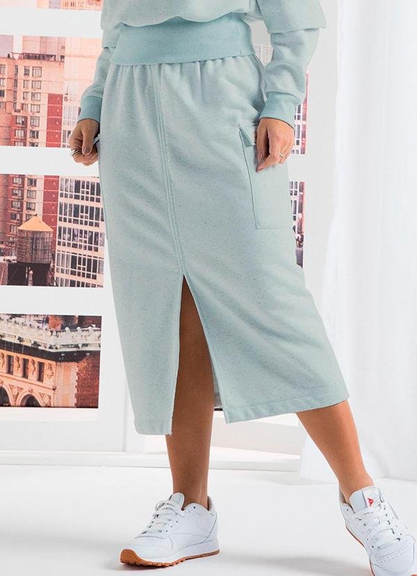 Saia Midi Feminina Comfy Moletom Azul